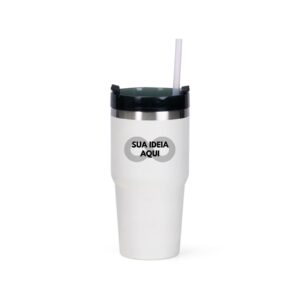 Garrafa térmica 600 ml com canudo Personalizada