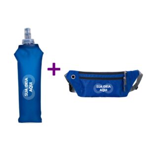 Kit esportivo com pochete antifurto + squeeze dobrável 500ml Personalizado