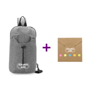 Kit com mochila de ombro + mini bloco ecológico Personalizado