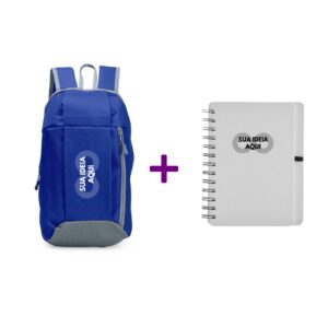 Kit com mochila 9L + caderno kraft B6 Personalizado