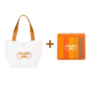 Kit com bolsa de lona 7L + bloco autoadesivo Personalizado