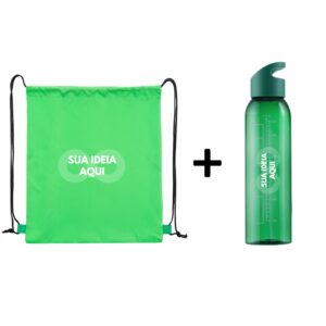 Kit com mochila saco impermeável + garrafa 700ml Personalizado